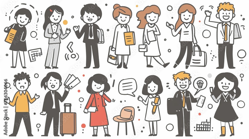 Poster a flat design with modern illustrations that represent various business types