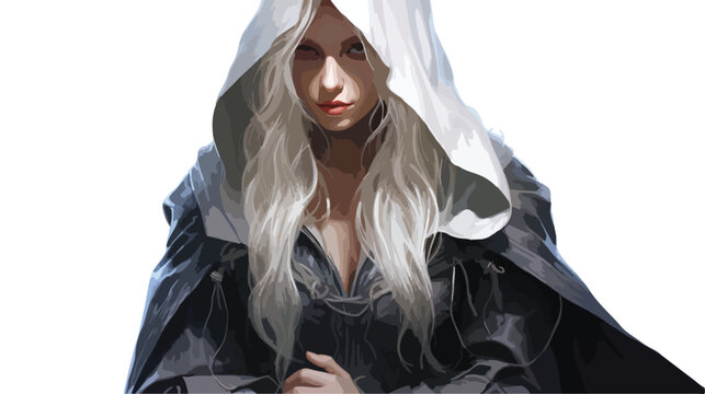 Portrait of a powerful fantasy dark elf female sorcer