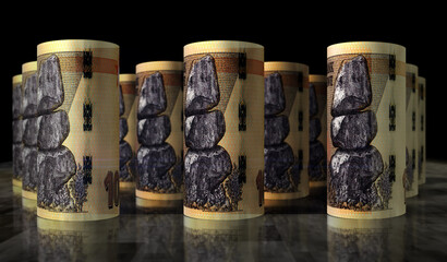 Zimbabwe dollar money banknotes roll 3d illustration