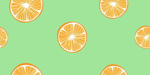 Obraz premium Citrus slice seamless pattern. Orange fruit repeat ornament.