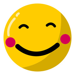 Happy Facial expression emoticon isolated on white background, happy cartoon, satisfied facial expressions, facial expressions satisfaction