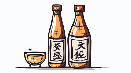 Sake doodle Flat vector isolated on white background