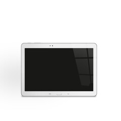 Designer tablet isolated against plain background , smart device flat lay concept.