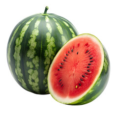 Fresh fruit watermelon and whole on white background