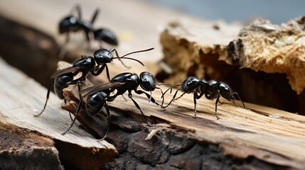 Ants black UHD wallpaper - obrazy, fototapety, plakaty