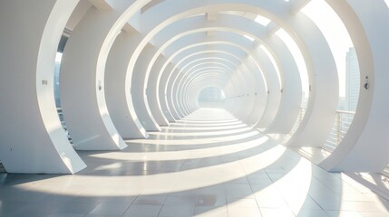 Modern Architectural Curves of White Corridor