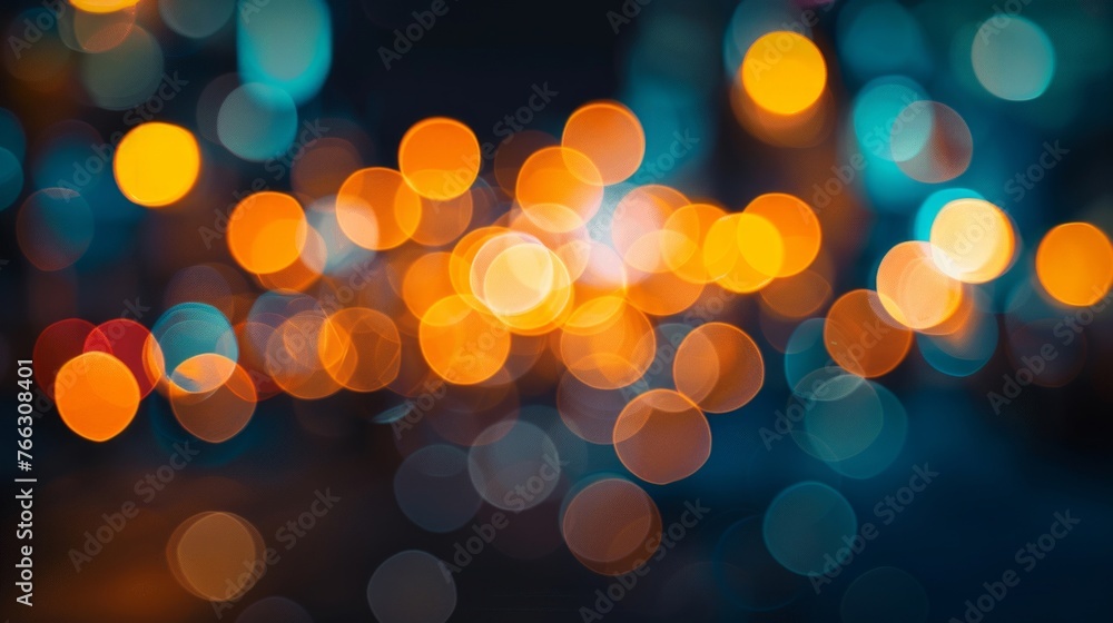 Poster Abstract Bokeh Light Circles on Dark Background