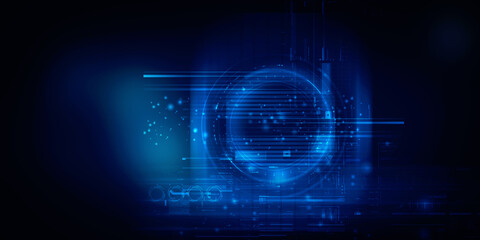 2d illustration Abstract futuristic electronic circuit technology background