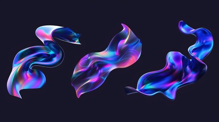 Y2K holographic fluid modern element. Set of modern futuristic holographic fluid modern elements