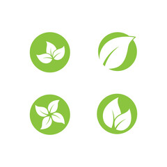 Green leaf logo vector template element symbol design