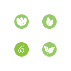 Green leaf logo vector template element symbol design