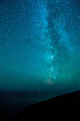 Captivating milky way on top of Skellig Islands. County Kerry. Ireland