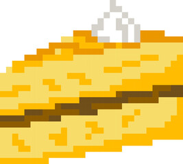 Cake cartoon icon in pixel style