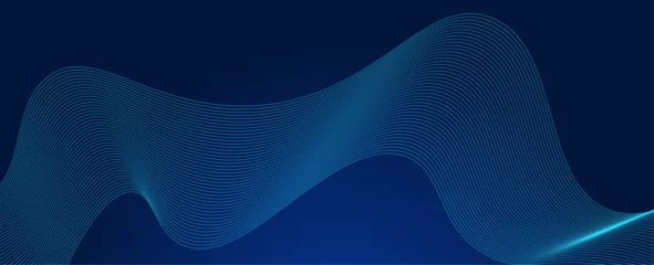 Fotobehang Abstract blue modern background with smooth lines. Dynamic waves. futuristic tech concept. suit for banner, cover, poster, flyer, brochure, web, data, music, sound. vector illustration © LifeJourney