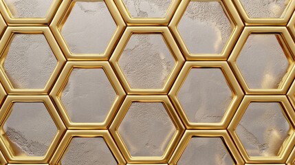 Golden Honeycomb Pattern Texture - obrazy, fototapety, plakaty
