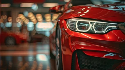 Fotobehang Luxury Red Sports Car in Showroom © red_orange_stock