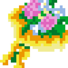 Flower cartoon icon in pixel style