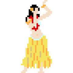 Girl cartoon icon in pixel style