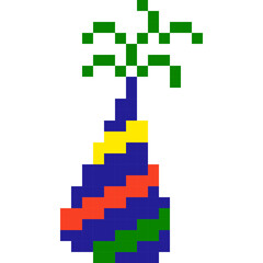 Firework cartoon icon in pixel style
