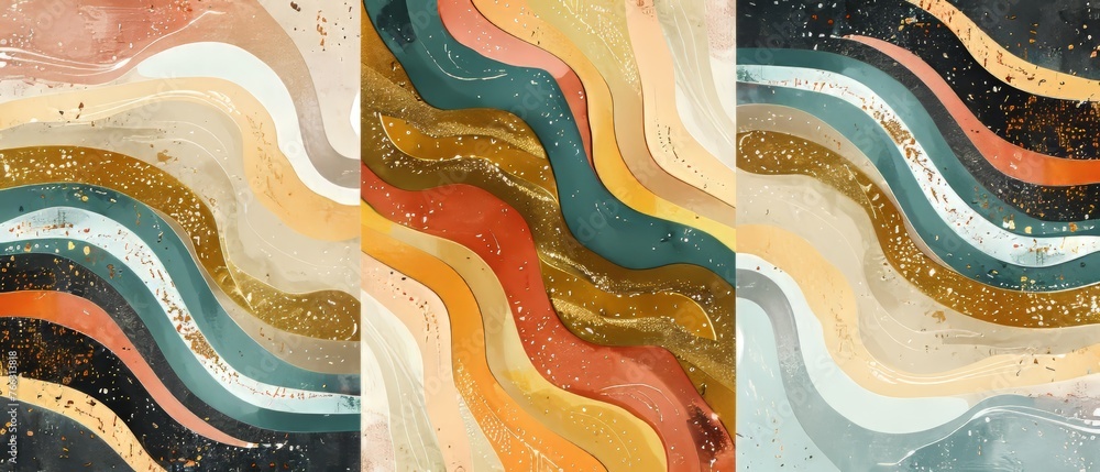 Poster groovy retro swirl burst backdrop set for psychedelic 60s, 70s parties with melting rainbow colors a