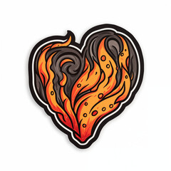 Naklejka premium burning heart, sticker on a white background