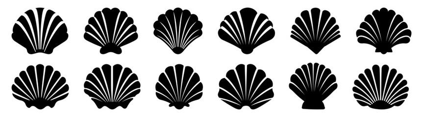 Sea shell silhouette set vector design big pack of illustration and icon