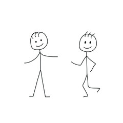 hand-drawn little men, a happy stick, a man standing, walking, a pictogram, a silhouette of a human figure