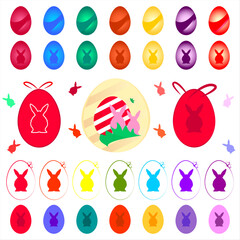 Easter eggs with bunny, vector.