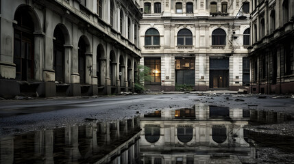 Fototapeta na wymiar Haunted Solitude: A Poignant Depiction of an Abandoned Metropolitan City