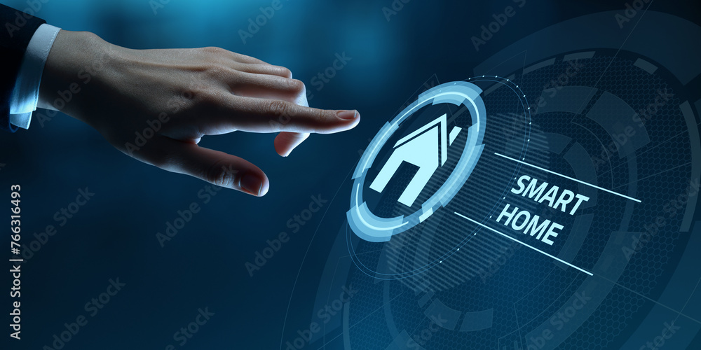 Aufkleber smart home automation control system. innovation technology internet network concept