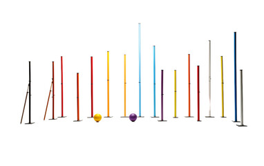 Agility Poles in Action Isolated on Transparent Background PNG.