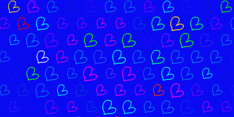Light Multicolor vector background with hearts.