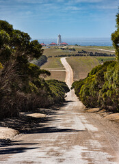 Gravel road to the lighthouse at Cape Willoughby, Kangaroo Island, Australia