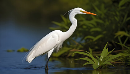 Great White Egret bird Stock Photo,Egret bird photography.Wildlife Photography, Generative AI