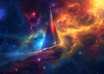 Galactic Odyssey, Navigating the Cosmos with Photon Sails - obrazy, fototapety, plakaty