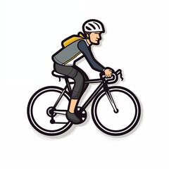 Naklejka premium cyclist, sticker on white background