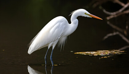 Naklejka premium Great White Egret bird Stock Photo,Egret bird photography.Wildlife Photography, Generative AI
