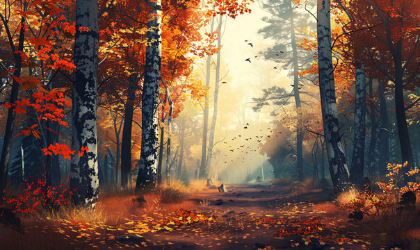 autumn in the forest-generative ai