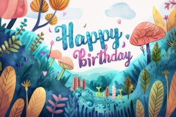 postcard happy birthday watercolor