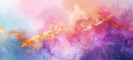 KS Abstract background with pink blue and yellow paint. - obrazy, fototapety, plakaty