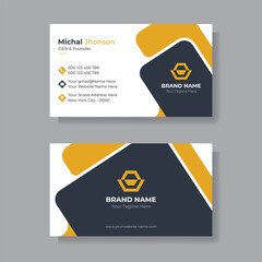 Modern Business Card - Creative and Clean Business Card Template. black and yellow business card design.
