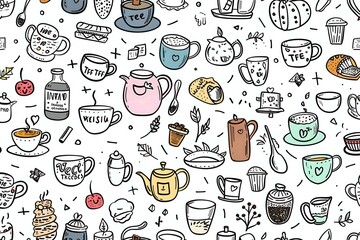 seamless pattern with food icons. Generative AI
