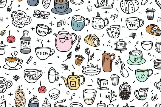 seamless pattern with food icons. Generative AI - Powered by Adobe