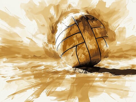 Volleyball simple outline sepia tones pop art shadowing
