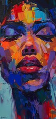 Vibrant Abstract Expressionist Portrait with Bold Brushstrokes Generative AI