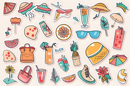 seamless pattern with summer accessories. Generative AI