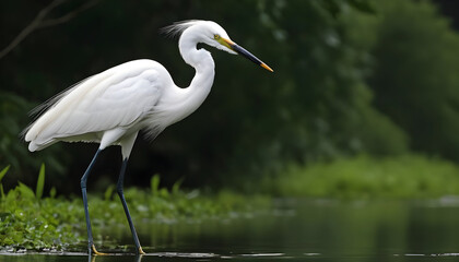 Obraz premium Great White Egret bird Stock Photo,Egret bird photography.Wildlife Photography, Generative AI