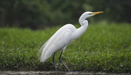 Fototapeta premium Great White Egret bird Stock Photo,Egret bird photography.Wildlife Photography, Generative AI