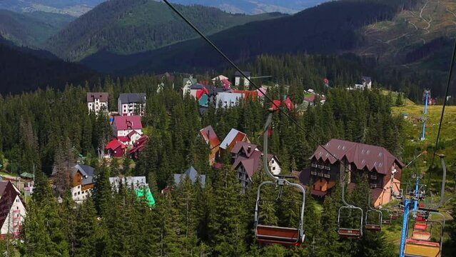 Cable car on Drahobrat, Ukrainian carpathians mountains