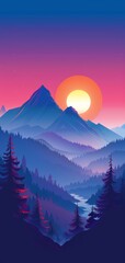 Fototapeta na wymiar Tranquil Pastel Sunset Mountain Landscape Generative AI